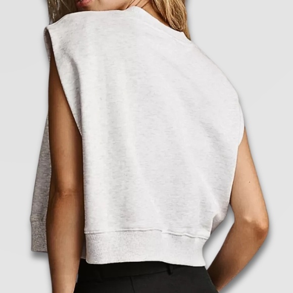 Anthropologie Lab Crew Muscle Sweatshirt Sleeveless Cotton Heather Gray W L NWT - Picture 2 of 8